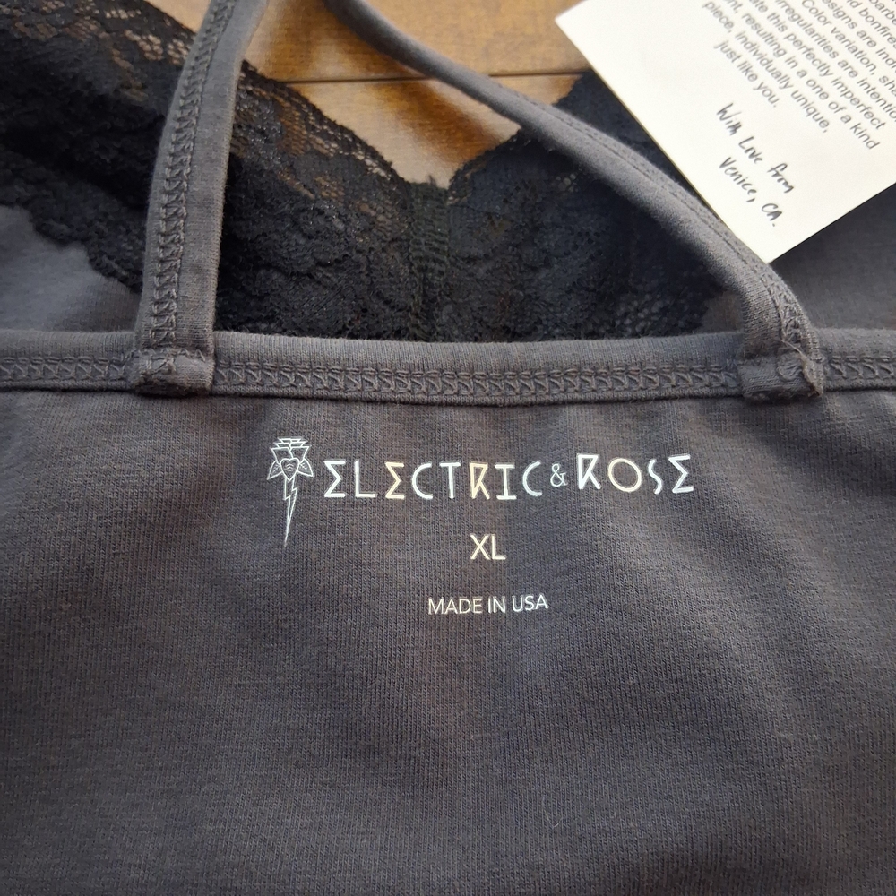 🆕️ Electric & Rose Grey Bralette with Black Lace Trim Womens XL - Picture 5 of 13